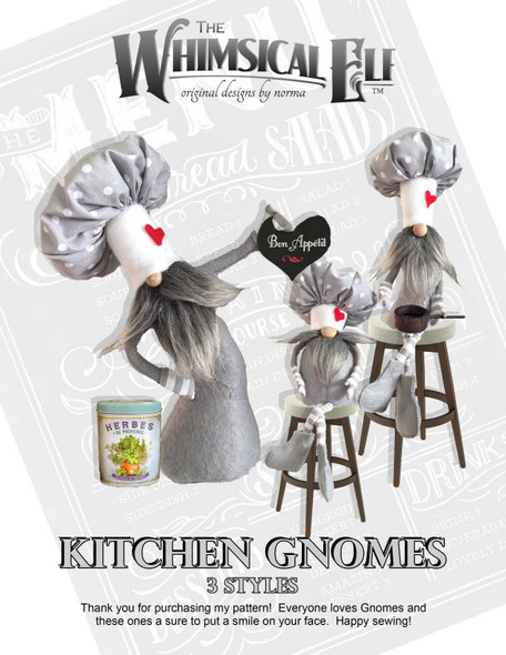 Kitchen Gnomes  - Doll Pattern and Instructions (PDF Download) by Norma Inkster