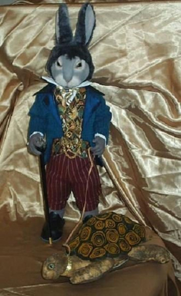 Mr. Hare and his Tortoise, Animal Cloth Doll Making Sewing Pattern by Suzette Rugolo, PDF Download