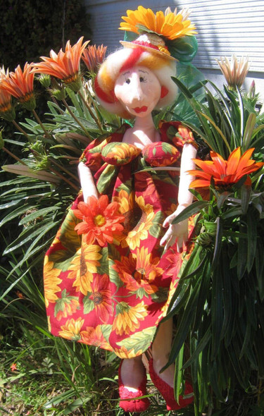 Jean,  19 inch Garden Circle Lady Cloth Doll Making Sewing Pattern (PDF Download) by Raewyn Parker