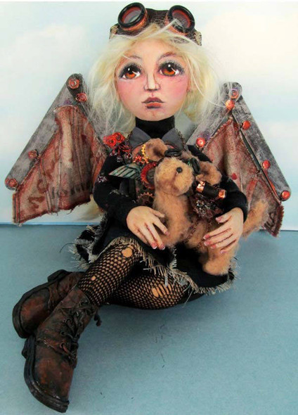 Doll Making Class, Wisteria and Dog , Steampunk Art Doll and Animal Project by Susan Barmore (PDF Download)