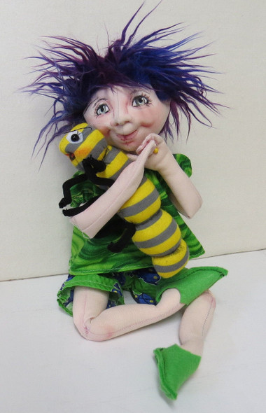 Pippa & Pet, 17 inches Doll and 6 inches Caterpillar  Cloth Doll Pattern by Sharon Mitchell