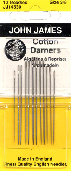 John James Assorted Darners Sizes 3-9  (12 pack) - Doll Making Needles