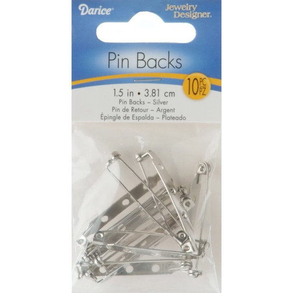Pin Backs 1.5inch - Silver Color - 10 per Package