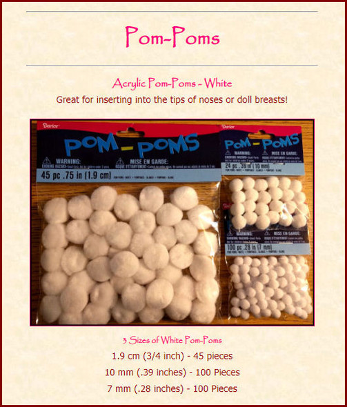 Acrylic Pom-Poms - White