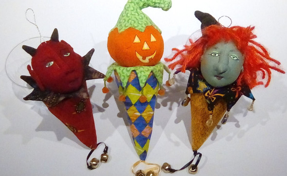 Halloween Poppets - 6"-7" High Cloth Doll Sewing Pattern (Paper,Printed,Mailed) by Cyndy Sieving