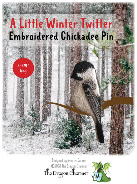 Chickadee Embroidered Pin, Cloth Doll Pattern (PDF Download) by Jennifer Carson - The Dragon Charmer