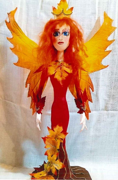 Autumn Fairy Queen, 18" Painted Fabric Doll Pattern (Printed and Mailed)  by Jill Weber