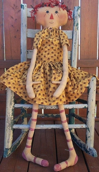 Essie Ann,  39" Raggedy Ann Printed and Mailed Cloth Doll Pattern by Michelle Allen of Raggedy Pants Designs