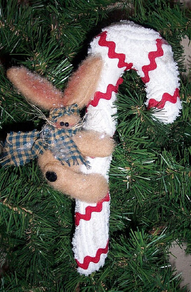 Candy Cane,  Bunny and Candy Cane Ornament Doll Pattern (Printed and Mailed) by Michelle Allen of Raggedy Pants Designs