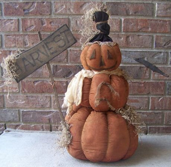 Harvest Greeter, Cloth Doll Pumpkin Snowman Doll Pattern (Printed and Mailed) by Michelle Allen of Raggedy Pants Designs