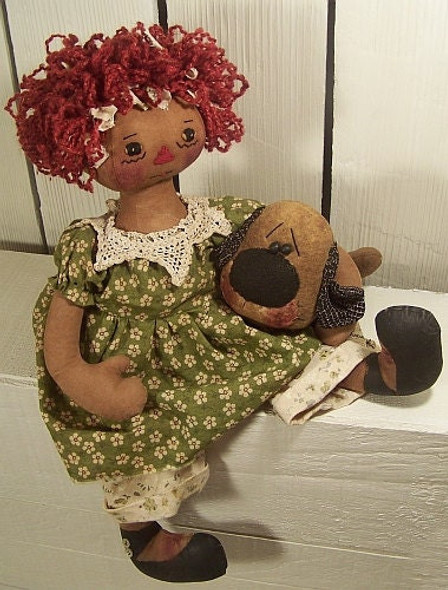 Puppy Love 16" Raggedy Doll Sewing Pattern (Printed and Mailed) by Michelle Allen of Raggedy Pants Designs