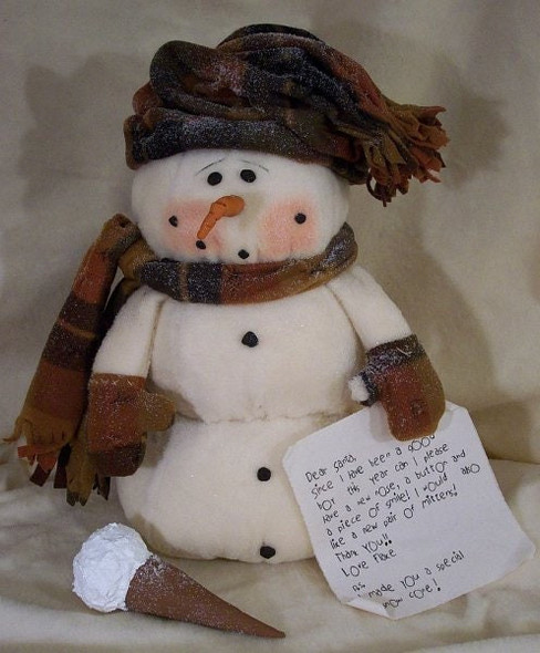 All I Want for Christmas - 21” Snowman Cloth Doll Pattern (Printed and Mailed) by Michelle Allen of Raggedy Pants Designs