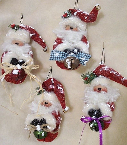 Santa Bells, 5-1/2" Ornament Cloth Doll Pattern (Printed and Mailed) by Michelle Allen of Raggedy Pants Designs