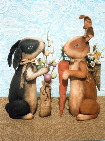 Vintage Bunnies, Cloth Doll Pattern (Printed and Mailed) by Ginny Lettorale - Happy Heart Patterns