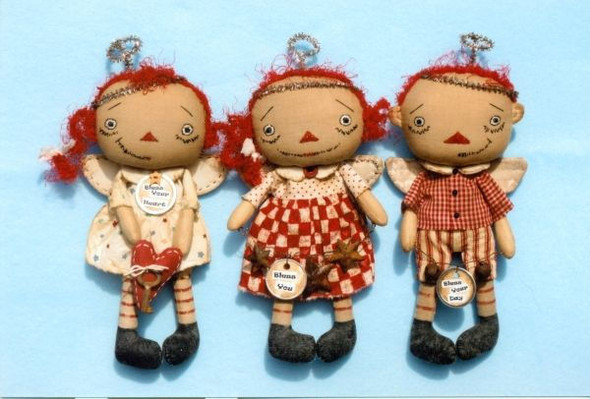 Prim Little Blessings Cloth Doll Pattern (Printed and Mailed) by Ginny Lettorale - Happy Heart Patterns