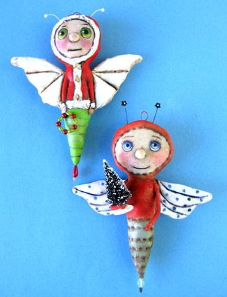 6" painted fabric - Christmas Bugs  Cloth Doll Pattern by Susan Barmore