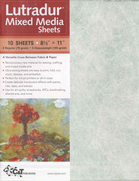 Lutradur Mixed Media Sheets - 10 Sheets – 8.5” x 11” - cross between fabric and paper is easy to print on, fold, cut, stitch and embellish.