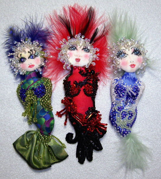 Bubble Doo, Cloth and Bead Mermaid Pin Doll Pattern  (PDF Download) by Caroline Erbsland