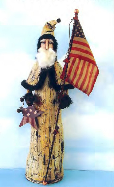 Santa with Flag Fabric Doll Pattern,  Sewing Cloth Doll Pattern - PDF Download by Susan Barmore