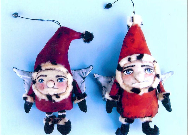 Gnome Ornaments, 7” & 8” Painted Primitive Folkart Fabric Doll Pattern,  Sewing Cloth Doll Pattern - PDF Download by Susan Barmore