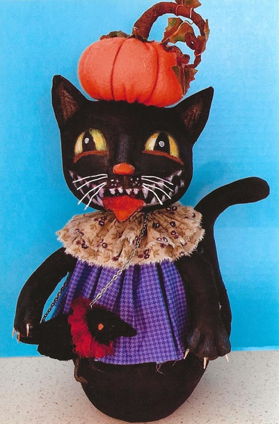 Cat with Crow Purse –  16" X 20" Painted Fabric Hanging Door Decoration, Cloth Doll Sewing Pattern  -  PDF Instant Download by Susan Barmore