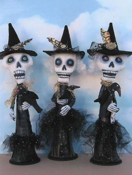Crow Club,  13"  Fabric Witches Doll Pattern,  Sewing Cloth Doll Pattern - PDF Download by Susan Barmore