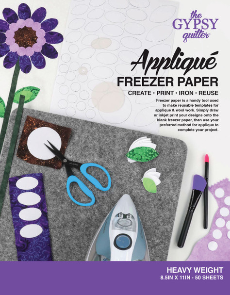 Freezer Paper Sheets - Heavy Weight- 8 1/2 x 11" - 50 sheets per pack, For Tracing and Printing of Doll Patterns and More. Color White