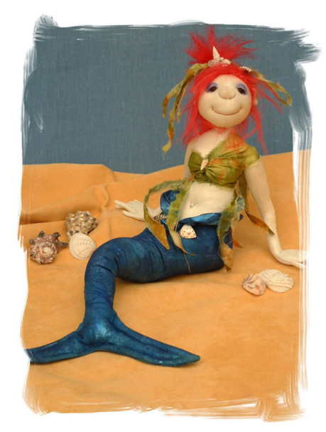 Funky Mermaid, 17" Cloth Doll Sewing Pattern (PDF Download) by Janet Clark