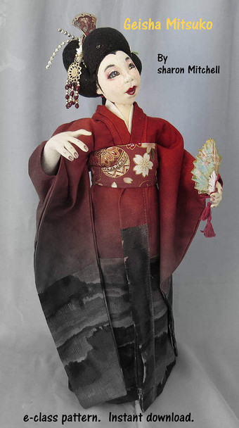 Geisha Mitsuko Cloth Doll Making Sewing Pattern (PDF Download) by Sharon Mitchell