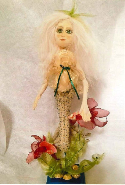 Chorda Filum and Betta Fish, 13" Mermaid and 6" Fish Fabric Doll Pattern,  Sewing Cloth Doll Pattern (PDF Download)  by Jill Weber