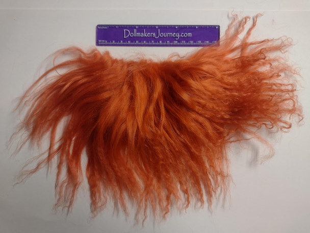 Tibetan Lamb for Doll Hair - Fire Orange - 6" by 2.25" -  #19