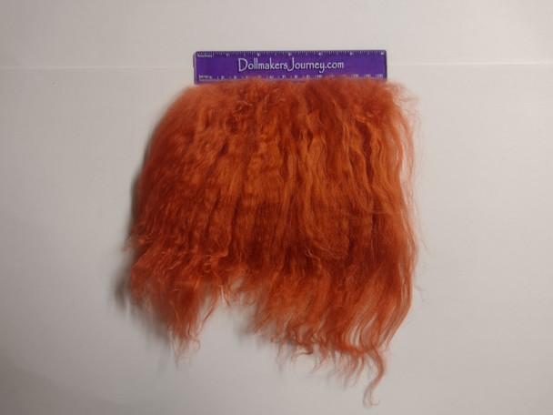 Tibetan Lamb for Doll Hair - Fire Orange - 6" by 3.75" -  #25