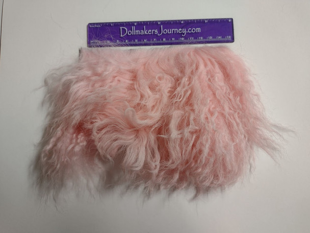 Tibetan Lamb for Doll Hair - Pink - 6" by 3.75" - 2nds Sale - 25% Off - #91