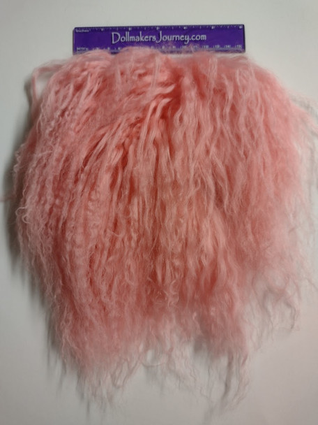 Tibetan Lamb for Doll Hair - Pink - 6" by 6" - 2nds Sale - 25% Off - #92