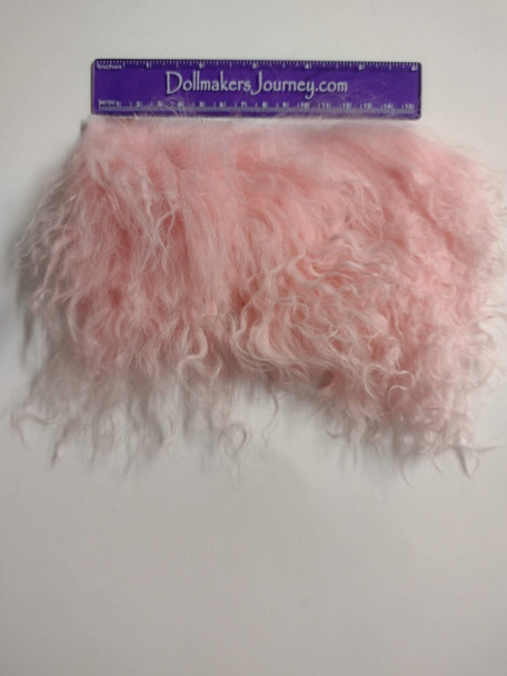 Tibetan Lamb for Doll Hair - Pink - 6" by 3.5" - 2nds Sale - 25% Off - #98