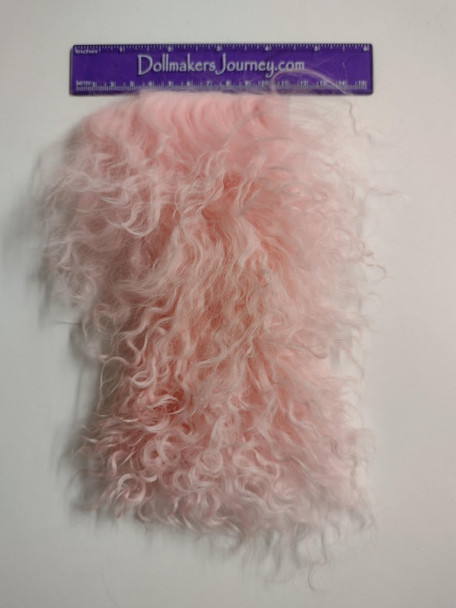 Tibetan Lamb for Doll Hair - Pink - 2.75" by 6" - 2nds Sale - 25% Off - #103