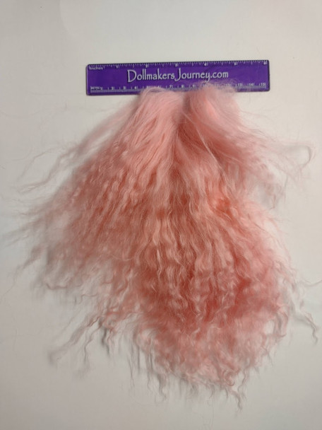 Tibetan Lamb for Doll Hair - Pink - 2.25" by 6" - 2nds Sale - 25% Off - #107