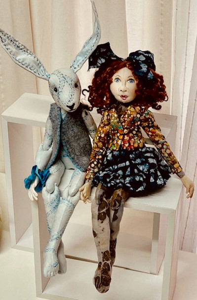 Good Friends, 14” Jointed Girl and Rabbit Sewing Pattern (PDF Download) by Jan Horrox