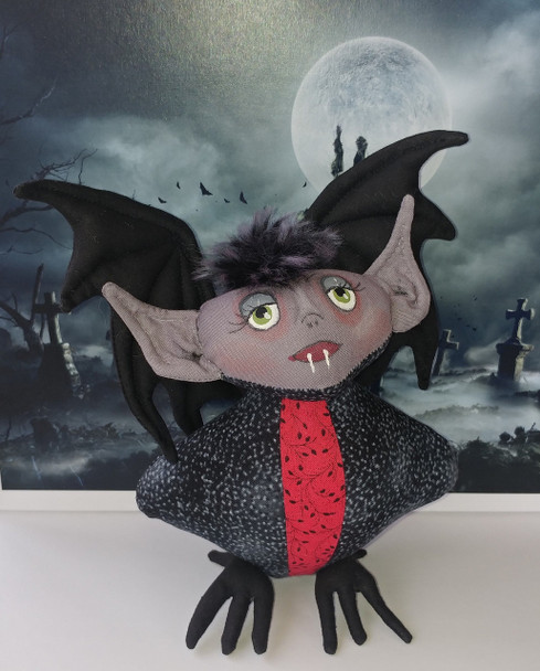 Bat-Tina - 8" to 9" Playful Cartoon Caricature Cloth Doll Sewing Pattern (Printed and Mailed) by Cyndy Sieving