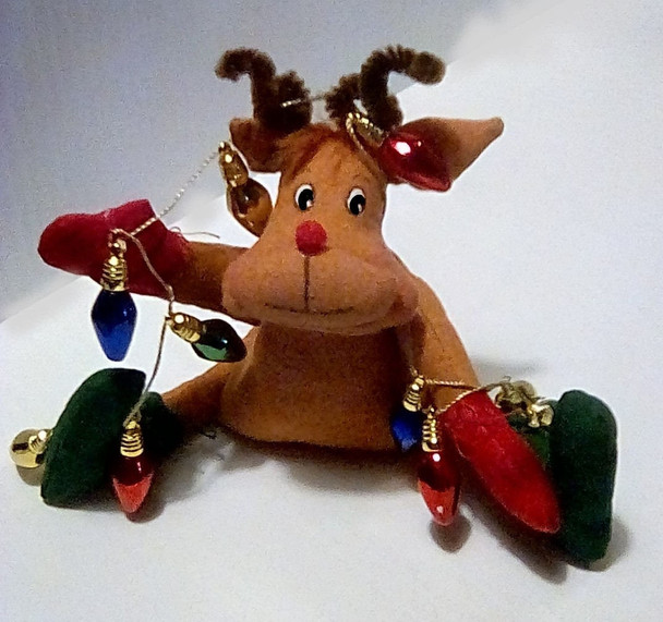 Rambunctious Rufus - 5" Holiday Reindeer Cloth Doll Sewing Pattern (Printed and Mailed) by Cyndy Sieving