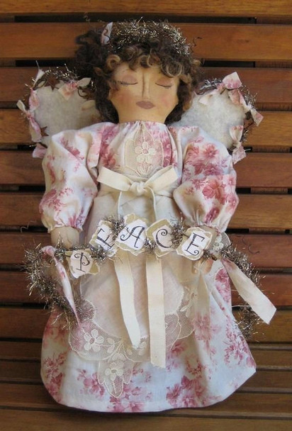 12" Folk Art Angel Tree Topper, Cloth Doll Sewing Pattern (Printed and Mailed) by Billie Heisler