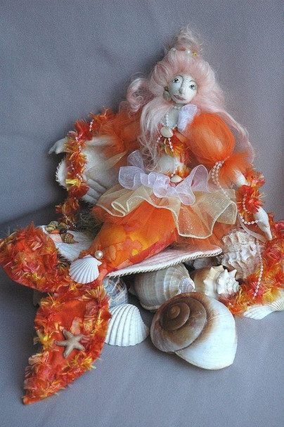 Audrina, 16 inch Mermaid Cloth Doll and Cloth Seashell Sewing Pattern (Printed and Mailed) by Billie Heisler