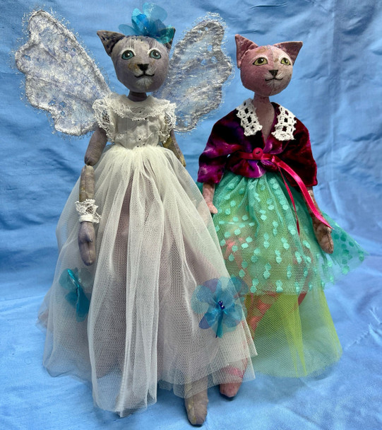 Kitty Sisters 15" Cloth Cat Dolls Sewing Pattern (Printed and Mailed) by Jan Horrox