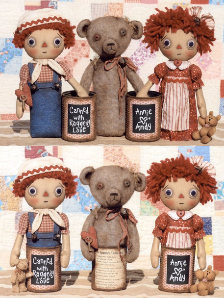 Canned With Raggedy Love Cloth Doll Pattern (Printed and Mailed) by Ginny Lettorale - Happy Heart Patterns