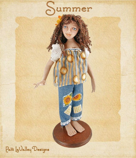 Summer Cloth Art Doll Pattern (Printed and Mailed) by Patti LaValley
