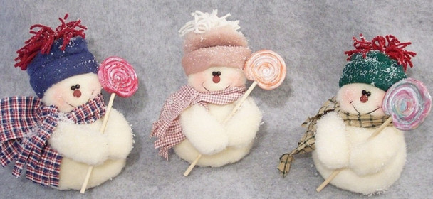Lollipop Louie, Plush Felt Snowmen Printed and Mailed Cloth Doll Pattern by Michelle Allen of Raggedy Pants Designs
