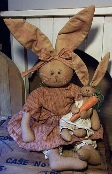 Mama & Baby Bunny - Animal Printed and Mailed Cloth Doll Pattern by Michelle Allen of Raggedy Pants Designs