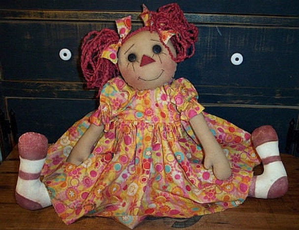 Piggy Tails Penny, 22" Raggedy Ann Cloth Doll Pattern (Printed and Mailed) by Michelle Allen of Raggedy Pants Designs