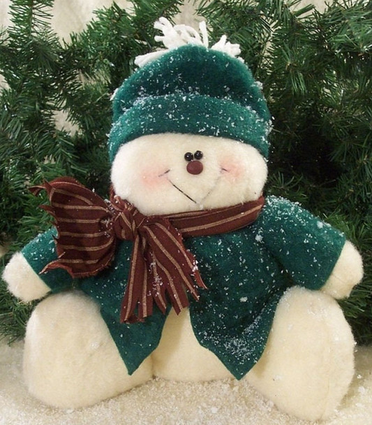 Sitting in Winter,  Plush Felt Snowman Printed and Mailed Cloth Doll Pattern by Michelle Allen of Raggedy Pants Designs