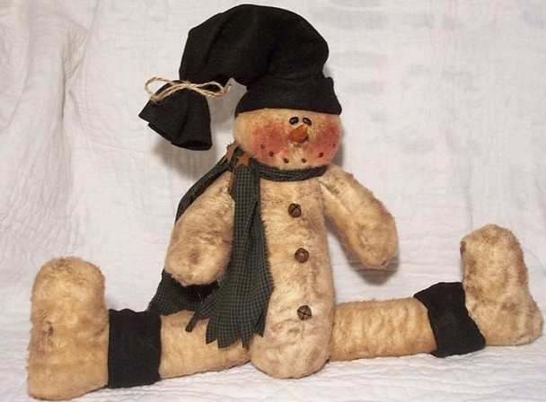 Primitive Snow,  Plush Felt Snowman Doll Pattern by Michelle Allen of Raggedy Pants Designs - Printed and Mailed